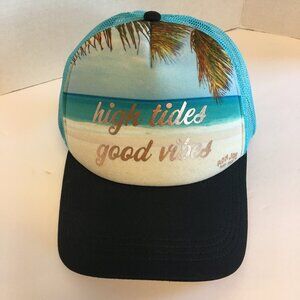 Ron Jon Surf Trucker Hat Blue Cap Snap Back High Tide Good Vibes